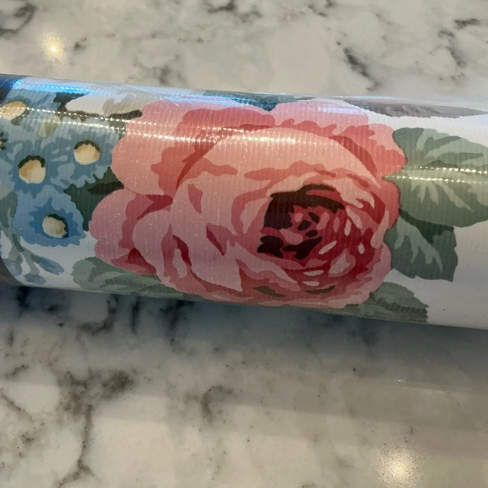 Sanderson Floral Wallpaper Roll with Pink Roses/ yellow and Green-leafs Design